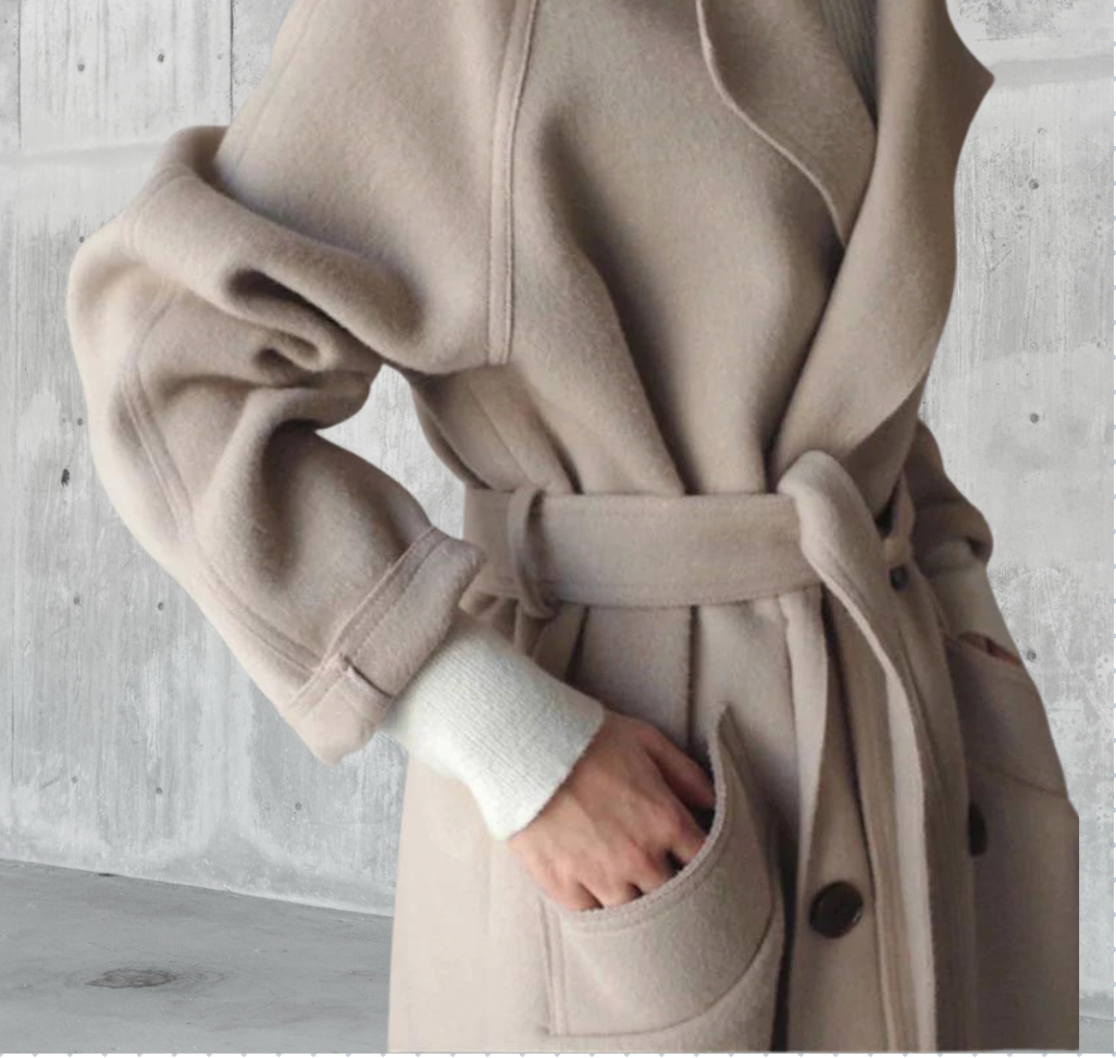 Manteau long d’hiver élégant pour femme en laine