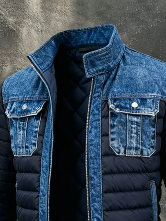 Quilted women's cotton denim jacket, ideal for autumn