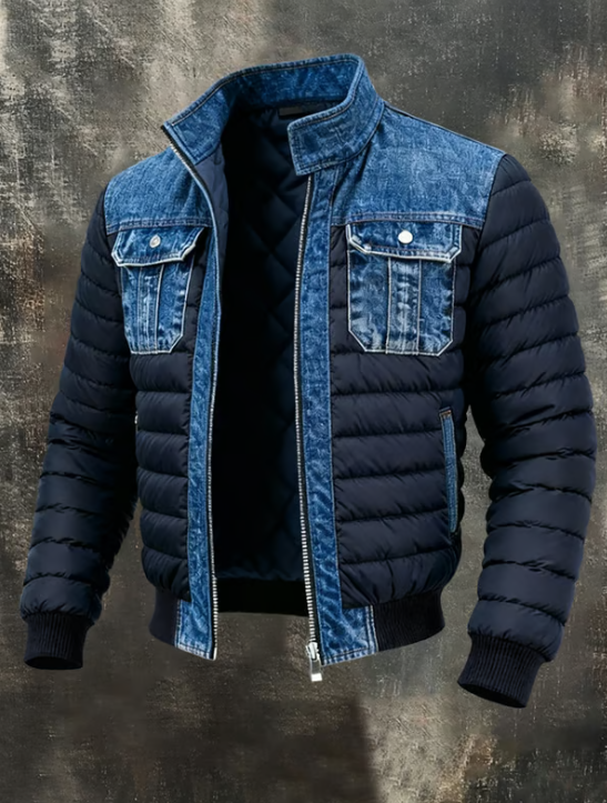 Quilted women's cotton denim jacket, ideal for autumn