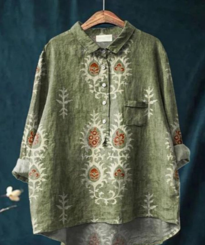 Claire™ - Chic Floral Silk Blouse