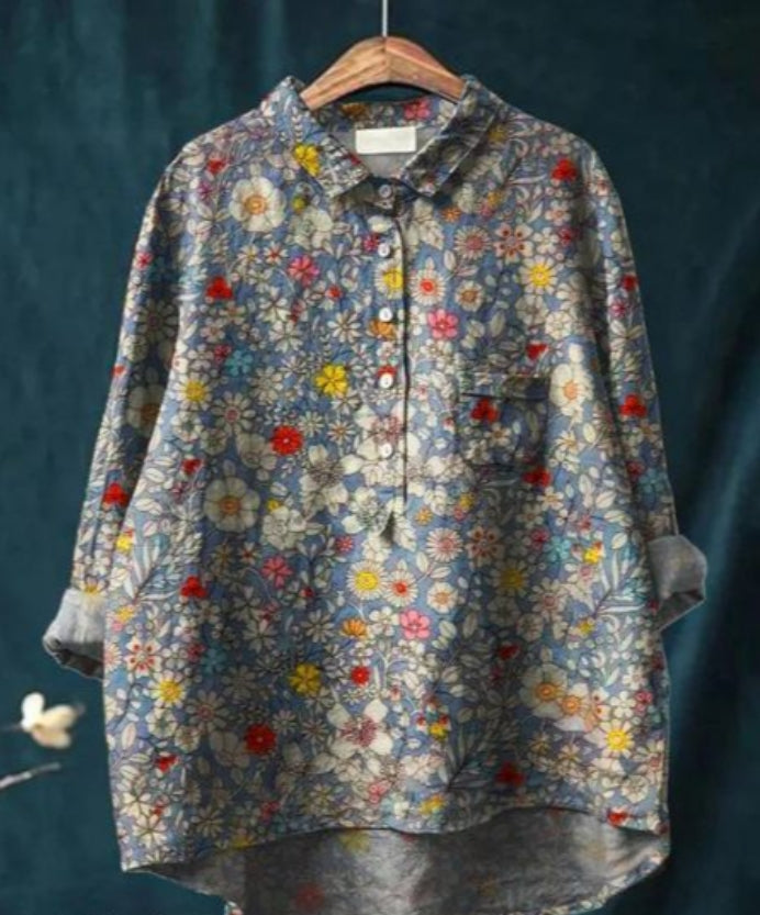 Claire™ - Chic Floral Silk Blouse