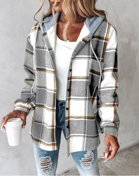 Cotton flannel overshirt for autumn, relaxed fit, for everyday wear
