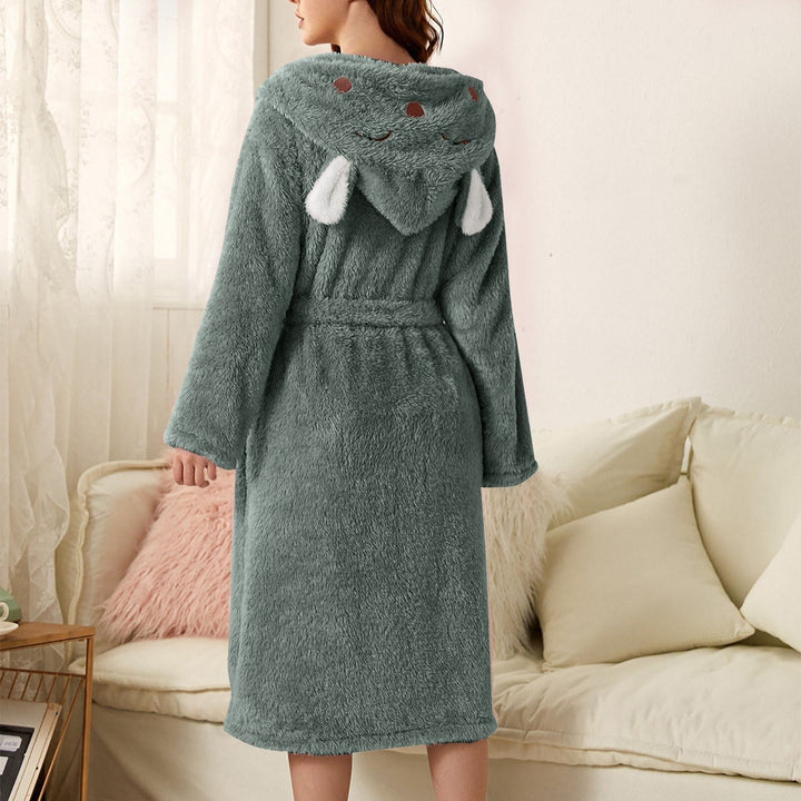 Brinley - Halat cu glugă din flanel gros pentru femei - Perfect pentru zilele relaxante de toamnă!