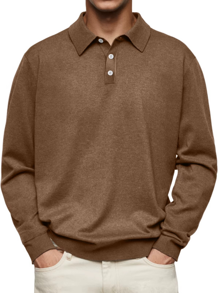 Polo homme classique en coton à manches longues pour l’automne