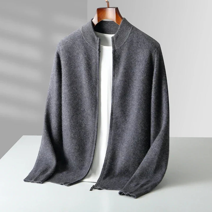 Men’s zip-up cashmere vest, autumn sweater