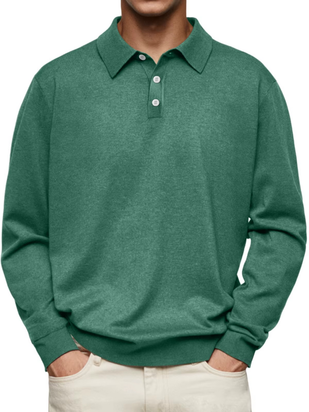 Polo homme classique en coton à manches longues pour l’automne