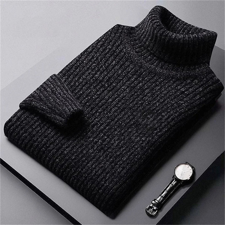 Men’s classic ribbed wool turtleneck sweater, ideal for autumn