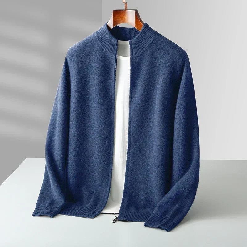 Men’s zip-up cashmere vest, autumn sweater
