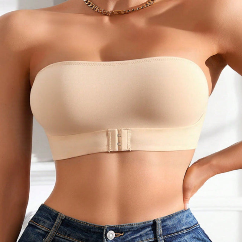 Reggiseno push-up senza spalline, liscio, in cotone, per l'estate