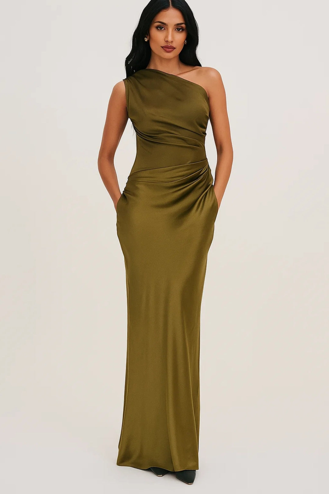 Rochie de seară lungă pentru femei, elegantă, din poliester, maxi, cu un singur umăr, pentru toamnă
