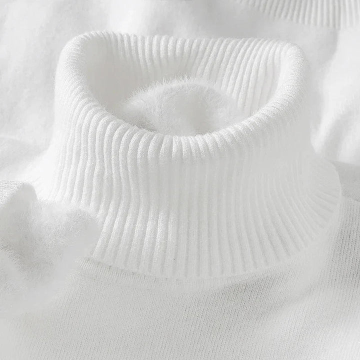 Col roulé en maille pour homme, pull classique d’automne à coupe ajustée