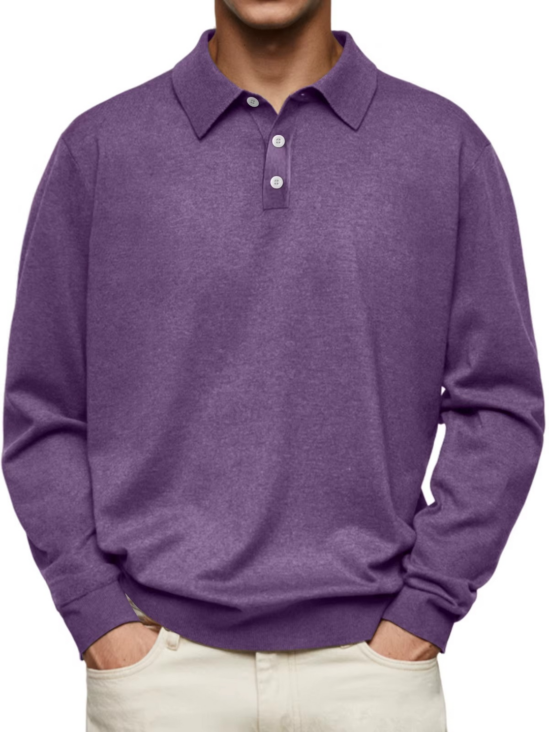 Polo homme classique en coton à manches longues pour l’automne