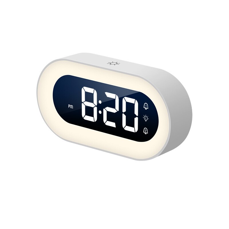 Réveil numérique LED avec lumière nocturne, compact et à batterie rechargeable, pour la chambre