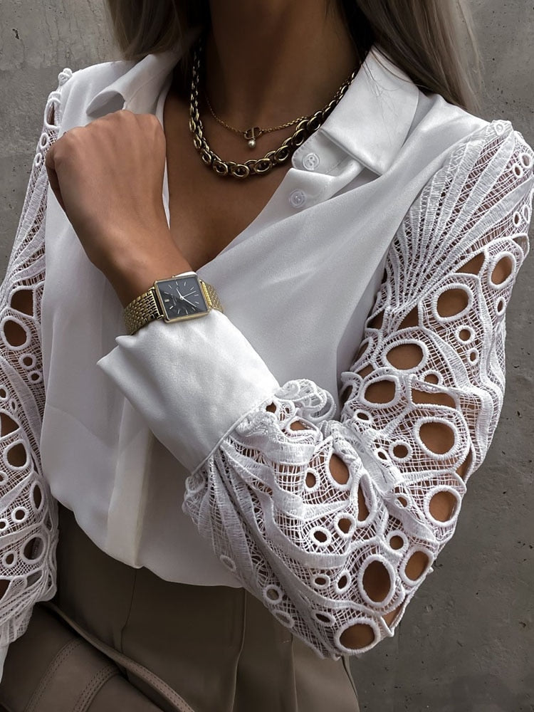 Elin - Gorgeous and Comfortable Blouse with Atmospheric Lace for Women