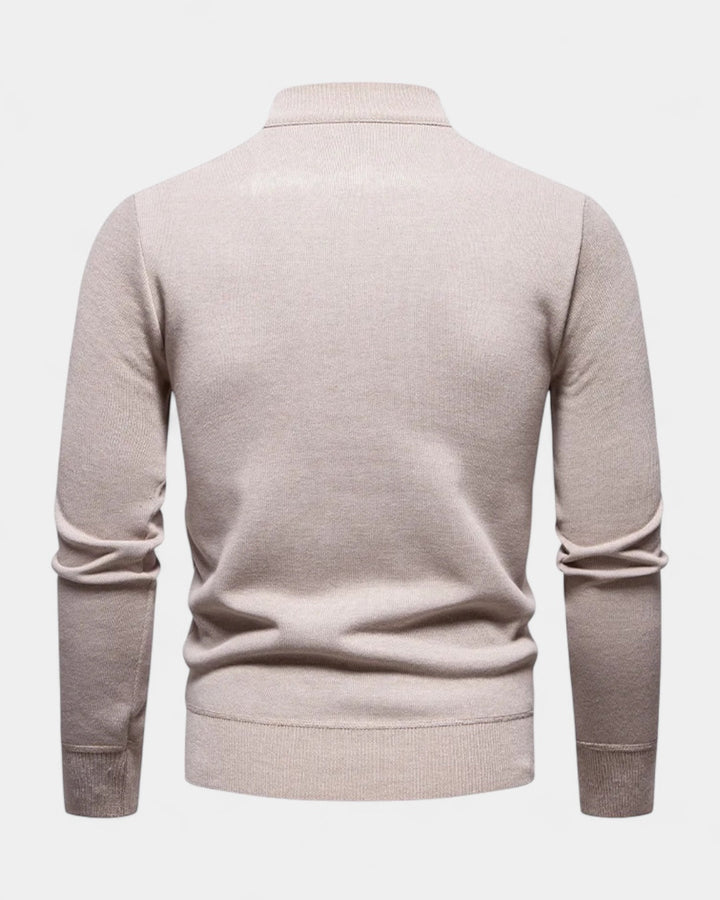 Pull homme en coton à demi-zip, col montant côtelé, modèle automnal