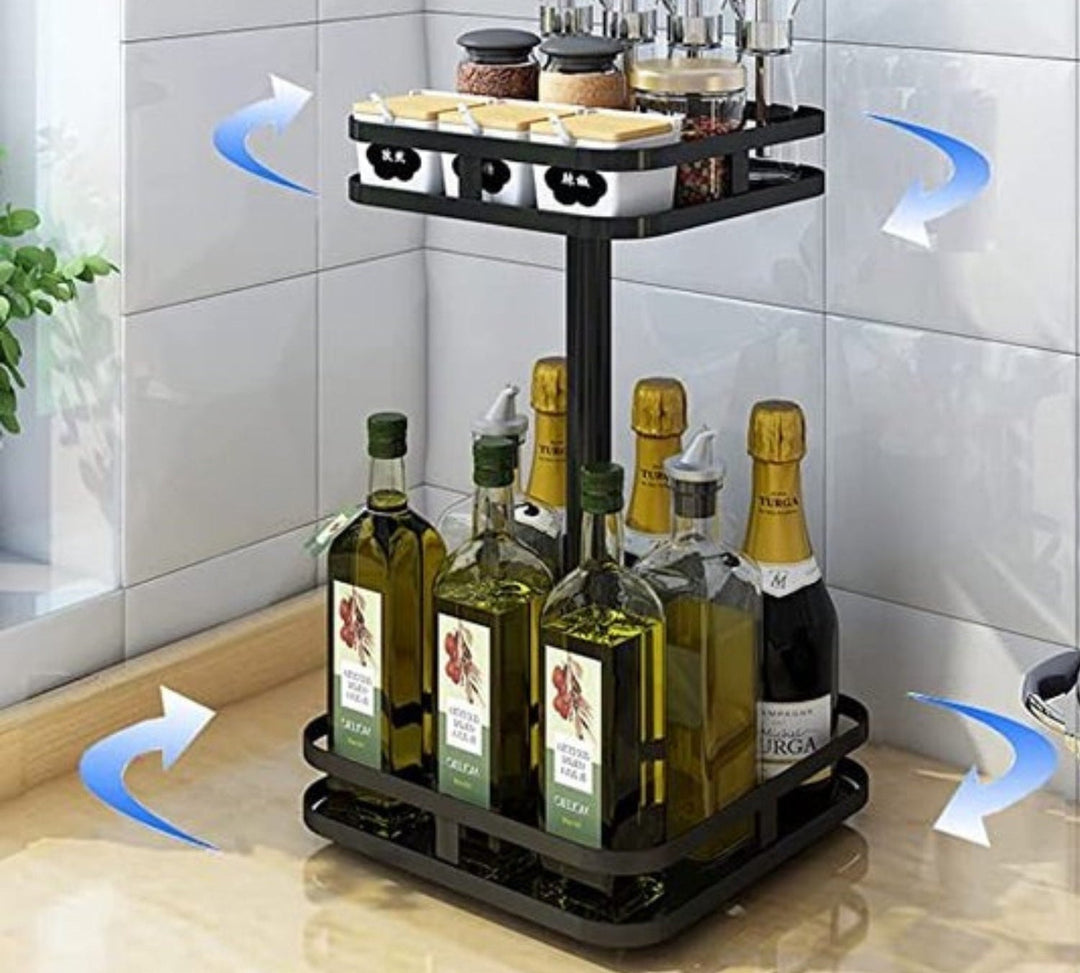 Étagère de cuisine tournante à 360° en acier inoxydable, réglable pour le rangement