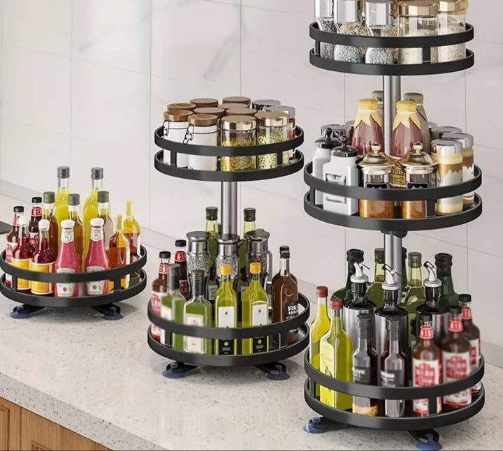 Étagère de cuisine tournante à 360° en acier inoxydable, réglable pour le rangement