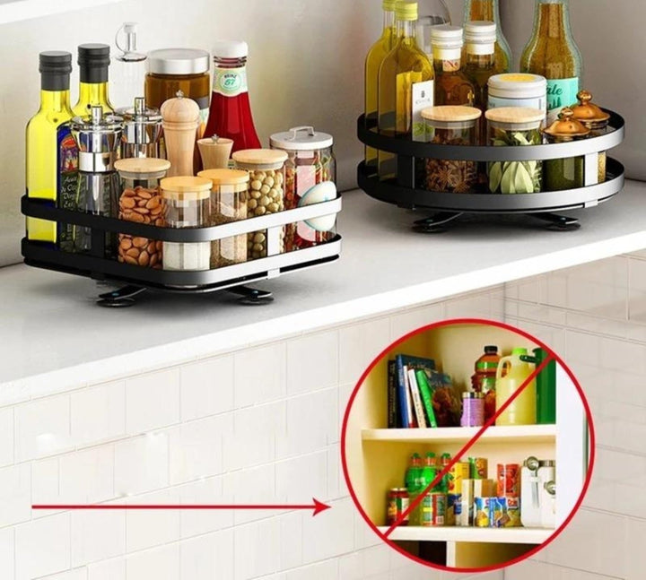 Étagère de cuisine tournante à 360° en acier inoxydable, réglable pour le rangement