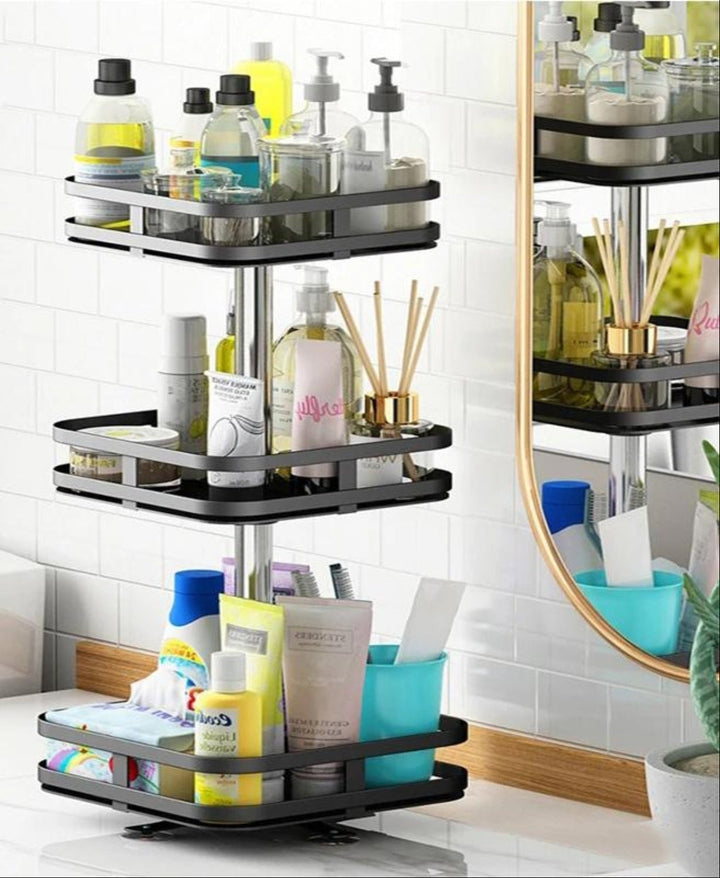 Étagère de cuisine tournante à 360° en acier inoxydable, réglable pour le rangement