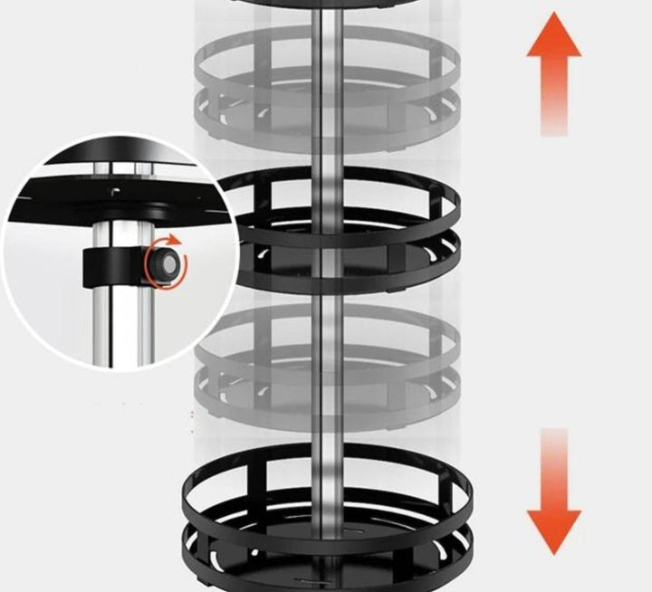 Étagère de cuisine tournante à 360° en acier inoxydable, réglable pour le rangement