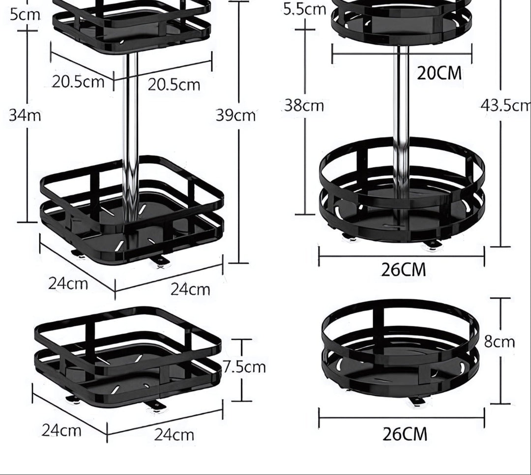 Étagère de cuisine tournante à 360° en acier inoxydable, réglable pour le rangement