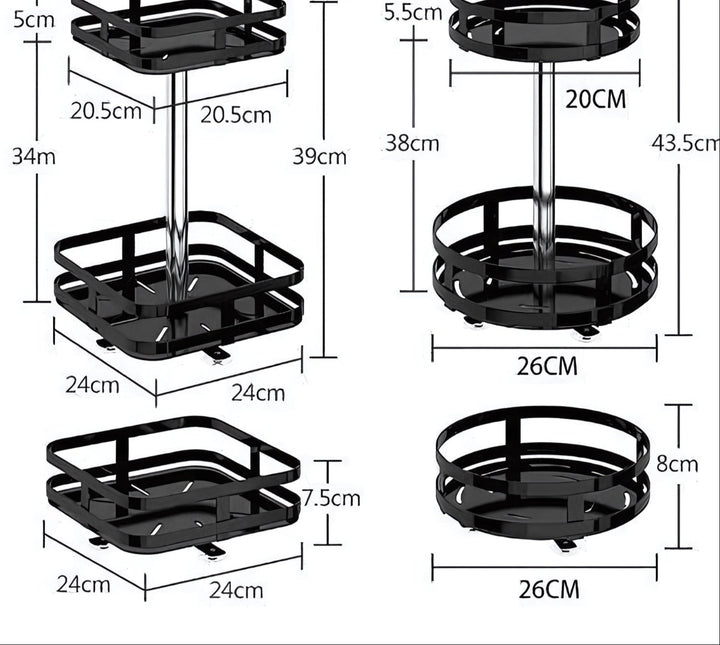 Étagère de cuisine tournante à 360° en acier inoxydable, réglable pour le rangement