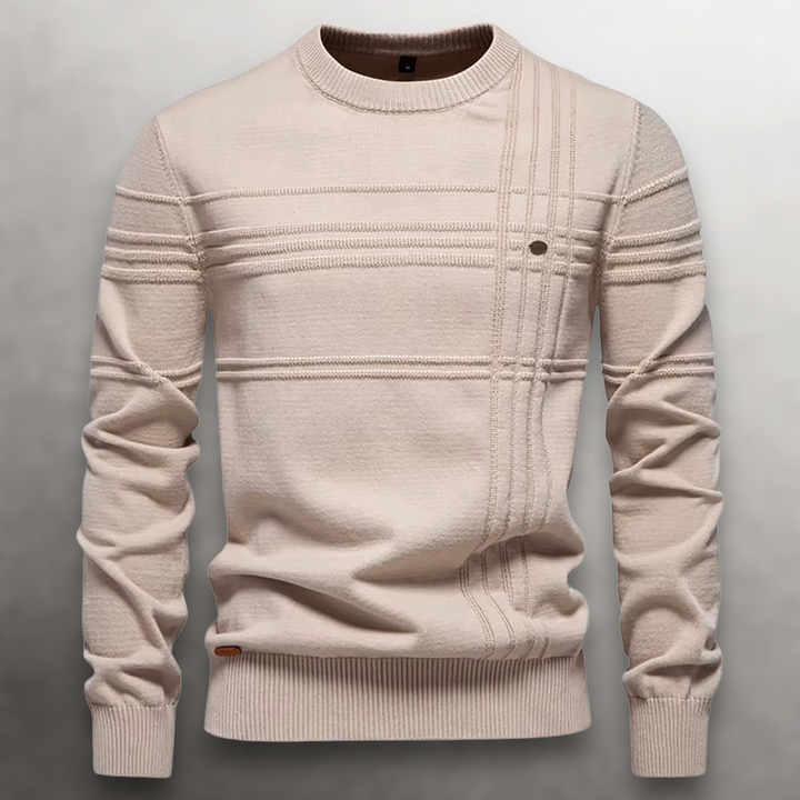 Pull en laine pour homme à col rond côtelé, style décontracté d’automne