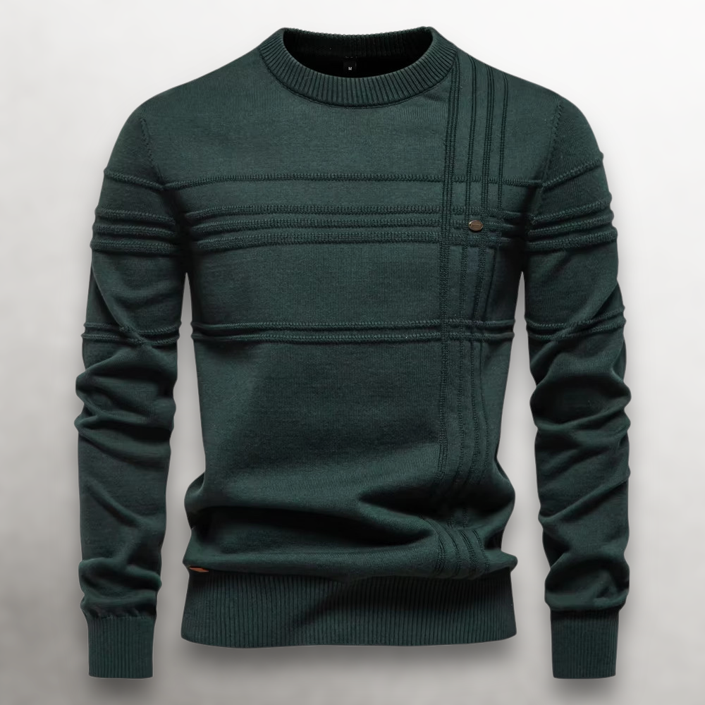 Pull en laine pour homme à col rond côtelé, style décontracté d’automne