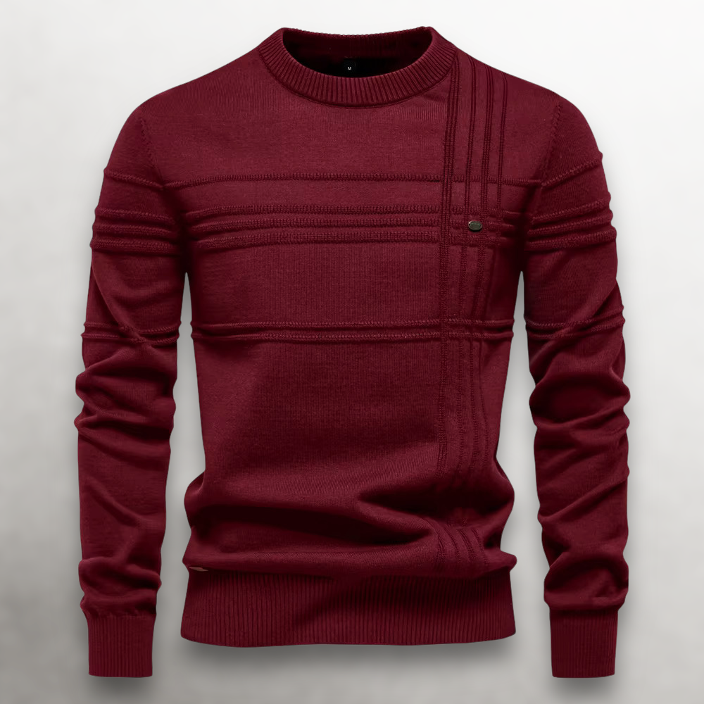 Pull en laine pour homme à col rond côtelé, style décontracté d’automne