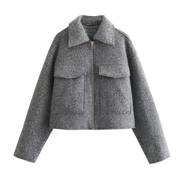 Carla - Elegant short autumn jacket with zipper for women