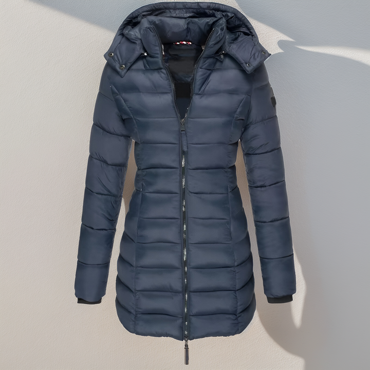 Abrigo largo acolchado impermeable para mujer con capucha, para otoño e invierno