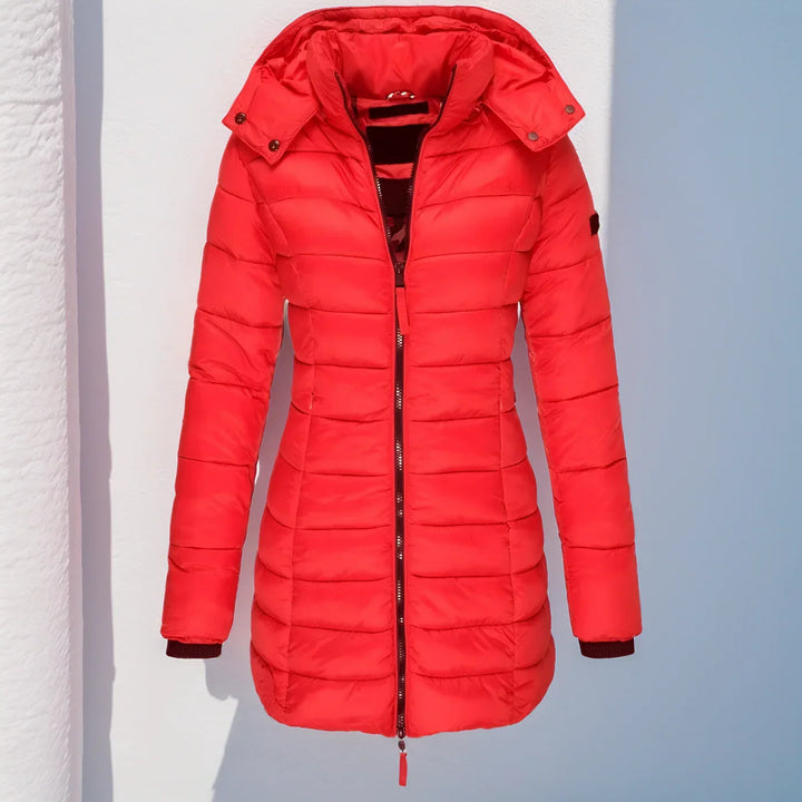 Abrigo largo acolchado impermeable para mujer con capucha, para otoño e invierno