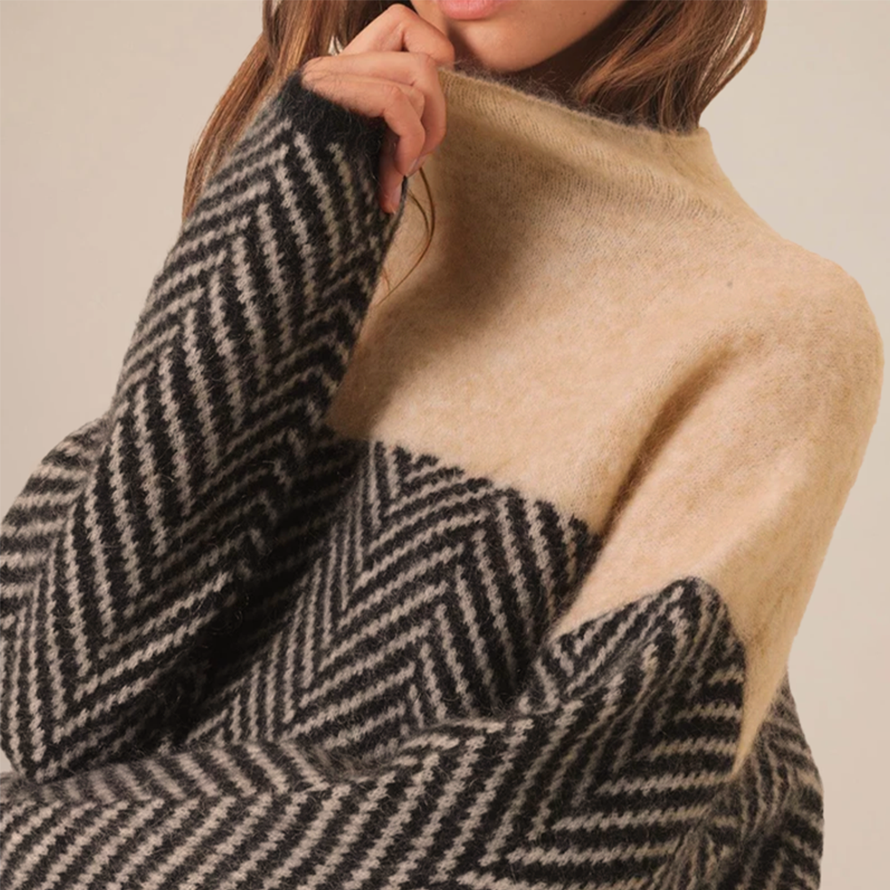 Pulover bărbătesc din lână merinos, cu guler înalt și tricot elegant, pentru toamnă