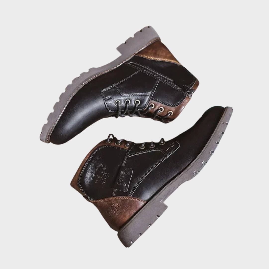 Bottines homme en similicuir à lacets, boots de ville robustes et confortables pour l’automne