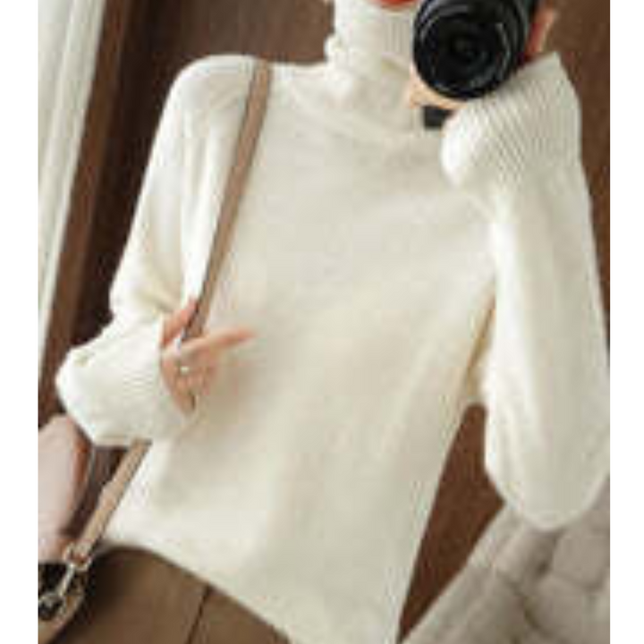 Pull à col roulé chaud pour femme en maille douce à manches longues pour l'hiver