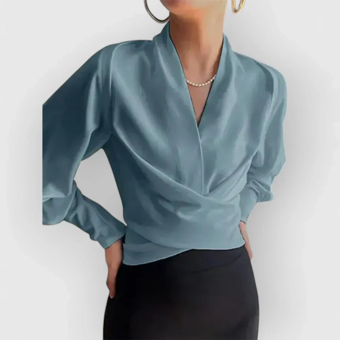 Blouse femme en coton à manches bouffantes pour l’automne