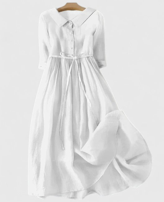 Robe midi femme en coton élégante à taille ajustable légère pour l'été