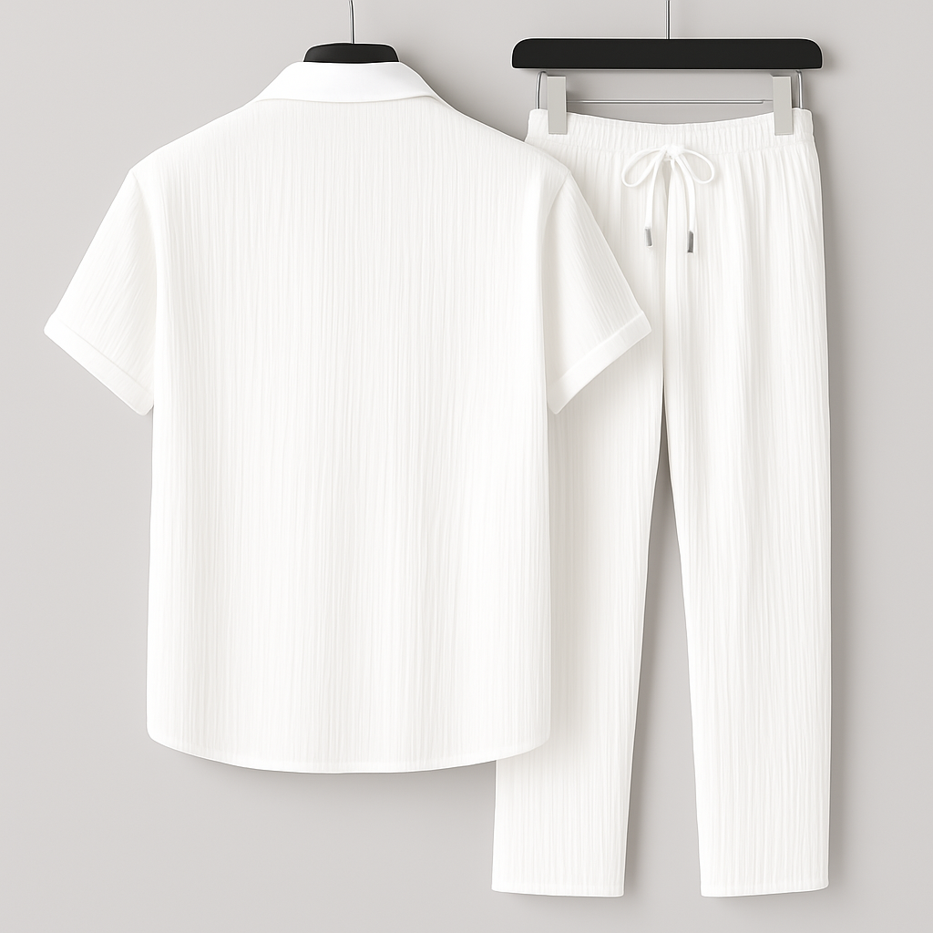 Ensemble homme en lin chemise et pantalon ample respirant été 2026