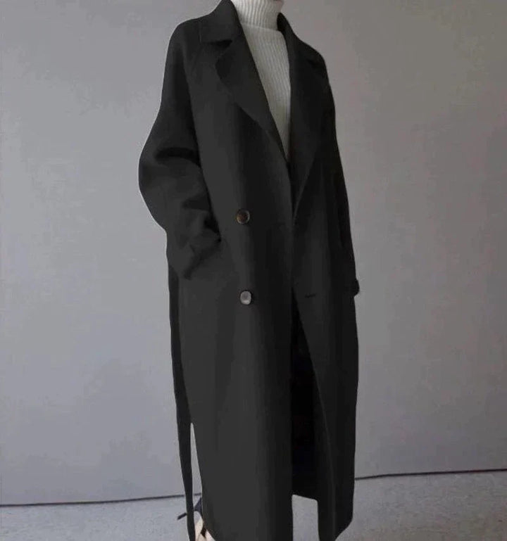 Manteau long d’hiver élégant pour femme en laine