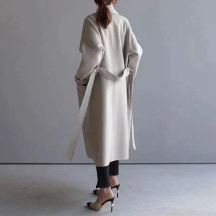 Manteau long d’hiver élégant pour femme en laine