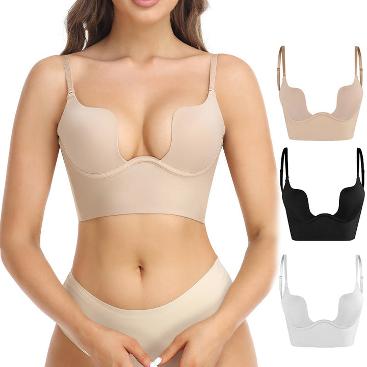 Soutien-gorge push-up sans bretelles dos-nu en coton pour l'été sans couture