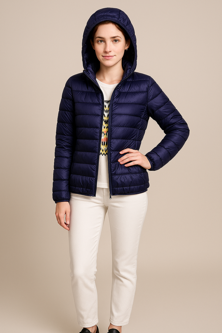 Doudoune femme à capuche légère matelassée, veste pour la fin de l’été et l’automne