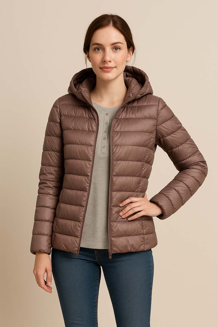 Doudoune femme à capuche légère matelassée, veste pour la fin de l’été et l’automne