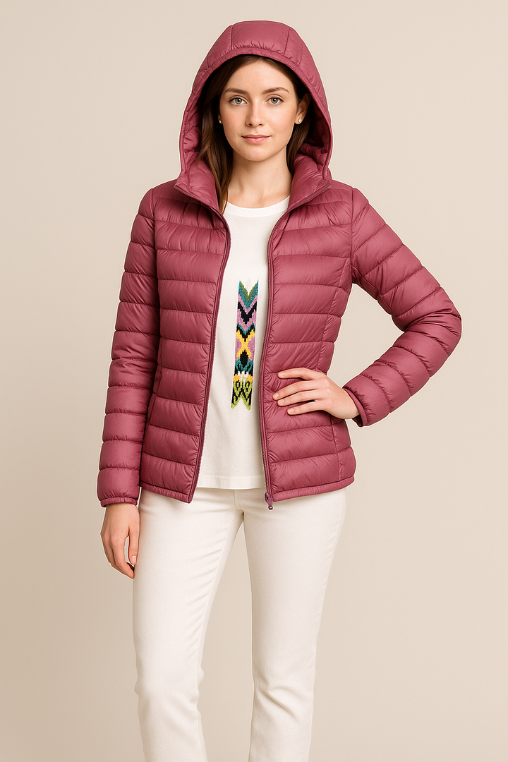 Doudoune femme à capuche légère matelassée, veste pour la fin de l’été et l’automne