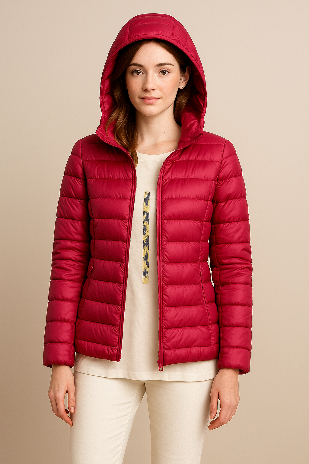 Doudoune femme à capuche légère matelassée, veste pour la fin de l’été et l’automne