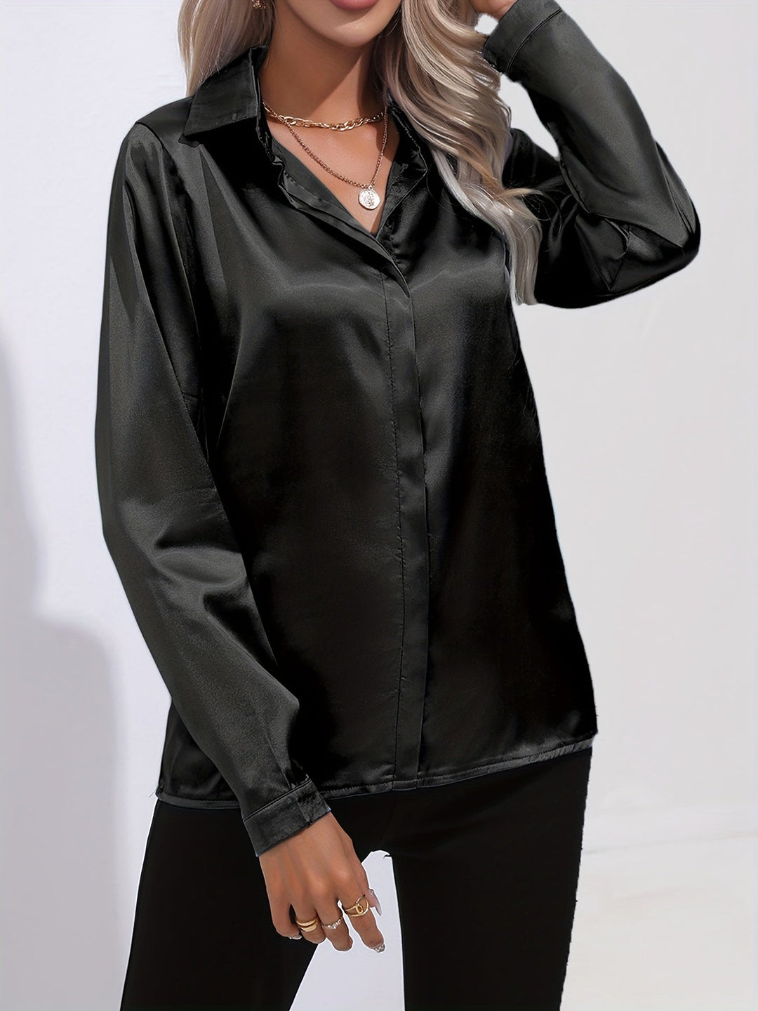 Zariah - Chic Autumn Elegant Satin Blouse for Women