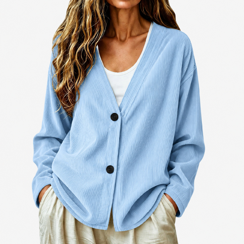 Cardigan femme en maille à col V, boutonné, pour l’automne