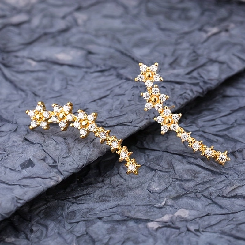 Boucles d’oreilles pour femme plaquées or rose, motifs de fleurs automnales