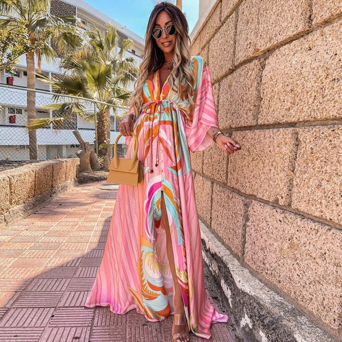 Eula - Robe de plage imprimée élégante pour un look estival chic