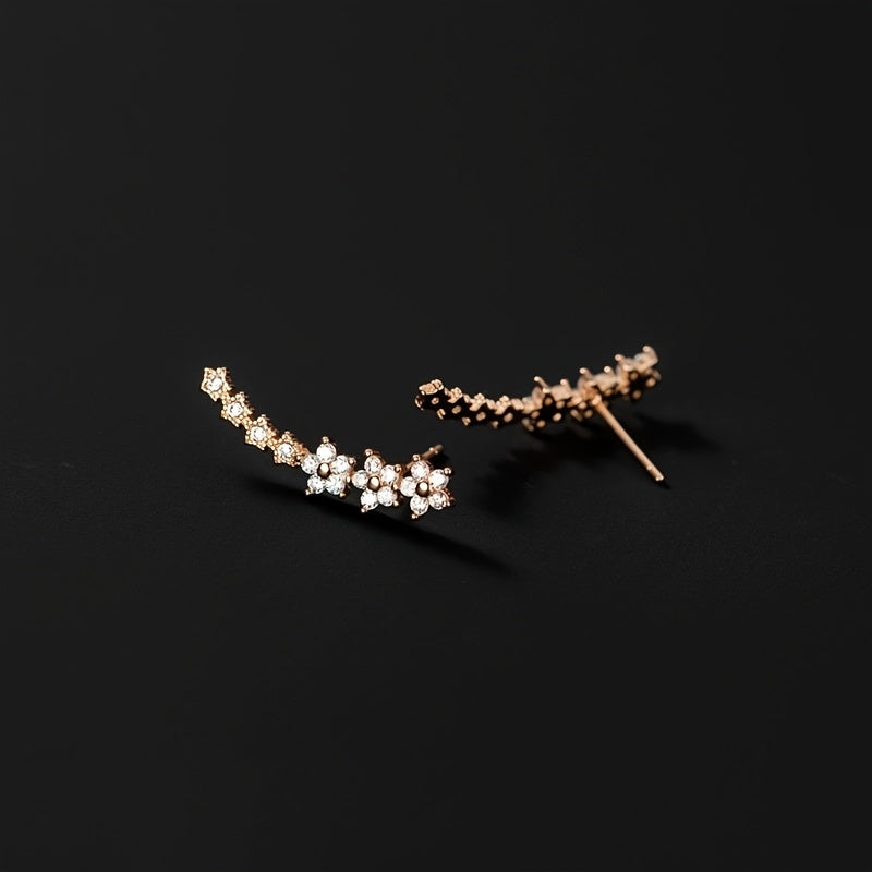 Boucles d’oreilles pour femme plaquées or rose, motifs de fleurs automnales
